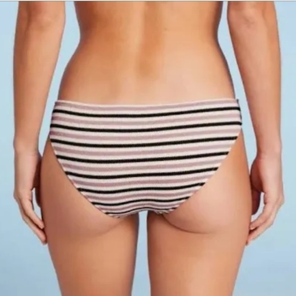 Shade and Shore Bikini Halter Top 36B And Cheeky Bottom L Pique Texture Stripe - Picture 4 of 10
